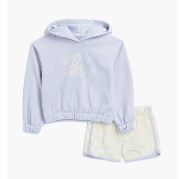 NWT PUMA Kids' Cropped Logo Hoodie & Shorts Set - Picture 1 of 1